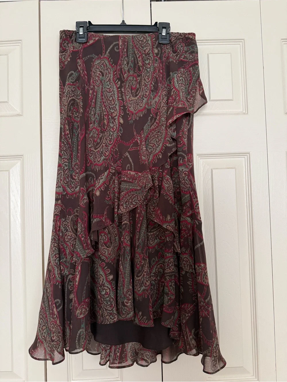 Chaps Paisley Skirt in Brown, Red, and Green size S - Picture 5 of 6